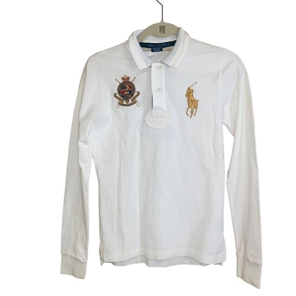 Polo Ralph Lauren Mens Polo Shirt Size Medium White Big Pony No 2 Horse Rare - Picture 10 of 10